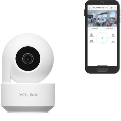 YoLink Uno 2.4G WiF Wireless Home Security Camera Indoor, for Baby and Pet Monitor, 1080p Dog Camera with Phone App, Night Vision B/W, 2-Way Audio, 64G SD Card Included, 360