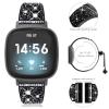 NewWays Compatible with Fitbit Versa 3/ Fitbit Versa 4 Band for Women, Crystal Bling Jewllery Bangle Compatible for Fitbit Versa 3 4 Sense Sense 2, with Stopper Toggle Closure, Black view 2