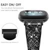 NewWays Compatible with Fitbit Versa 3/ Fitbit Versa 4 Band for Women, Crystal Bling Jewllery Bangle Compatible for Fitbit Versa 3 4 Sense Sense 2, with Stopper Toggle Closure, Black view 3
