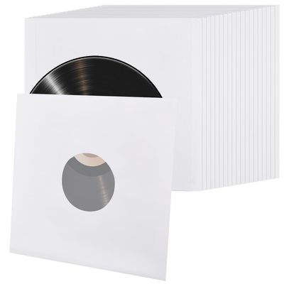 BENECREAT 20Pcs 12" Vinyl Record Sleeves Anti Static Record Sleeves Paper Poly Lined Record Inner Covers for LP Vinyl Records with PE Film Lined for Record Protection, White