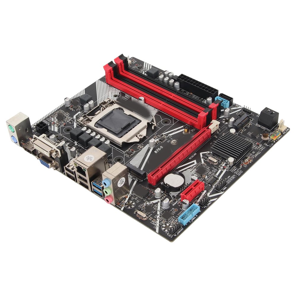 Gaming Motherboard, B75 S Mining Mainboard with Gigabit NIC, PCIEX16 ATX Computer Motherboard with DDR3 Memory Slots, USB3.0, VGA, DVI Interface