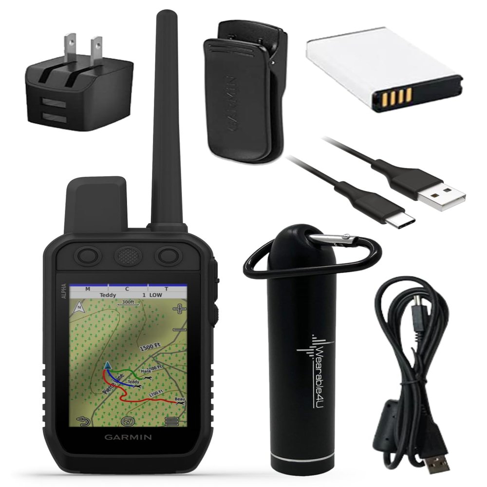 Wearable4U - Garmin Alpha 300 Handheld, Advanced Dog Tracking and Training Handheld, Touchscreen with E-Bank Bundle