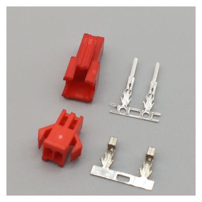 10-100Set Black White Blue Green Red SM Connector Plug Pitch 2.54MM Female Male Housing + Terminals SM-2P SM-2R JST SM2.54 2Pin (Color : Red, Size : 20SET_2P)