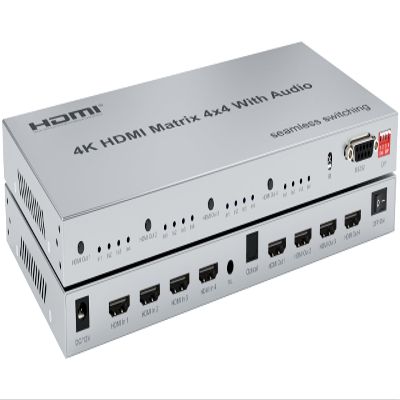 4K HDMI Matrix 4x4 with Audio (Seamless Switching),4K 30Hz HDMI Matrix Audio Separation Output for Set-top Box Computer Display Device Projector for PC PS3/4 HDTV
