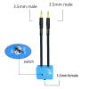 15ft Sound Channel swicher 1/8" aux Input 3.5mm Female to 2X 3.5 Output Switch Selector 2 in 1 Out R/L Stereo Audio 1 in 2 Out Stereo Audio Splitter with Phone pc Player view 2