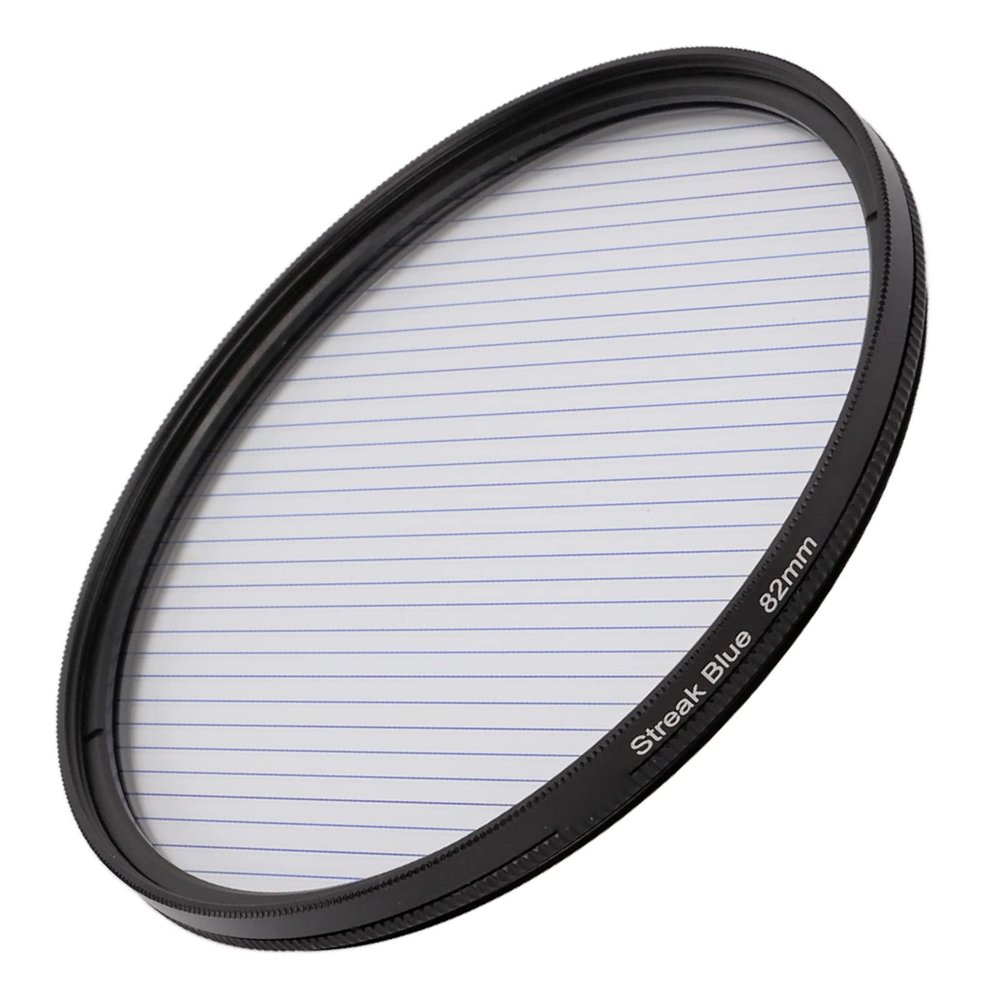 82mm Streak Effect Lens Filter, Rotatable Anamorphic Optical Glass Light Variable Light Effect Lens Filter Oil Proof Filter for DSLR Cinematice Video (Blue