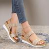 HINDOLA Women's Wedge Sandals Summer Comfort Espadrille Wedge Platform Shoes Ankle Buckle Open Toe Flatform Sandals view 3