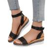 HINDOLA Women's Wedge Sandals Summer Comfort Espadrille Wedge Platform Shoes Ankle Buckle Open Toe Flatform Sandals view 1