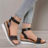 HINDOLA Women's Wedge Sandals Summer Comfort Espadrille Wedge Platform Shoes Ankle Buckle Open Toe Flatform Sandals view 2