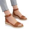 HINDOLA Women's Wedge Sandals Summer Comfort Espadrille Wedge Platform Shoes Ankle Buckle Open Toe Flatform Sandals view 1