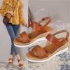HINDOLA Women's Wedge Sandals Summer Comfort Espadrille Wedge Platform Shoes Ankle Buckle Open Toe Flatform Sandals view 4