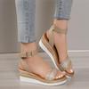 HINDOLA Women's Wedge Sandals Summer Comfort Espadrille Wedge Platform Shoes Ankle Buckle Open Toe Flatform Sandals view 2