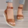 HINDOLA Women's Wedge Sandals Summer Comfort Espadrille Wedge Platform Shoes Ankle Buckle Open Toe Flatform Sandals view 3