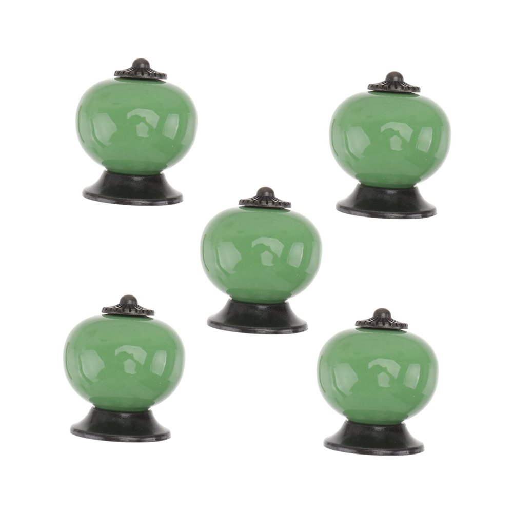 DOITOOL 5pcs Drawer Pulls Cupboard Handles Ceramic Drawer Pulls Ceramic Cupboard Knobs Pull Knob Round Door Knob Green European Style for Cabinets Pull Handle