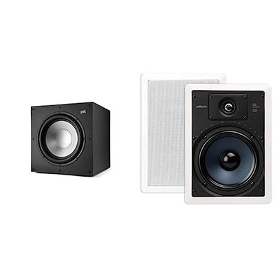 Polk Audio Polk Monitor XT12 Powered Sub - 12" Dynamic Balanced Woofer & 100W Class A/B Amplifier RC85i 2-Way Premium in-Wall 8"-Speakers (Pair)