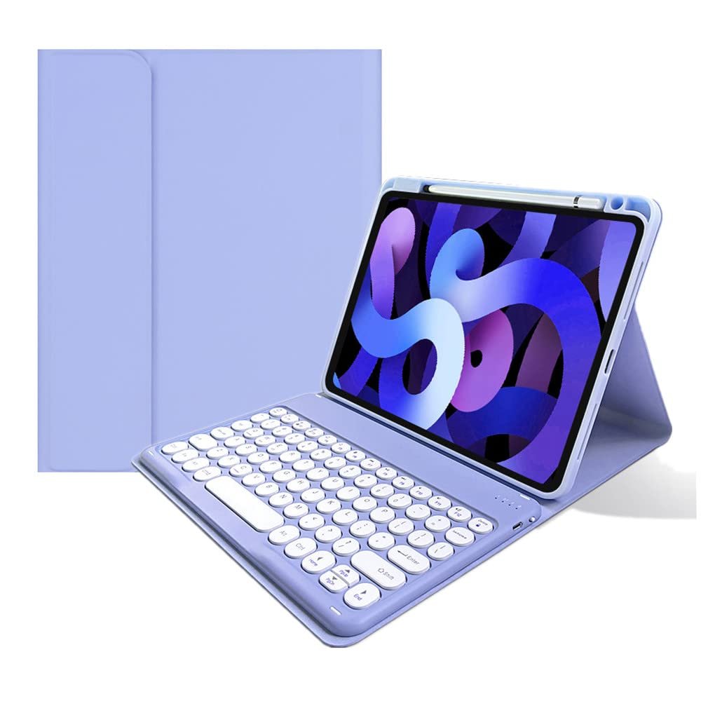 kaitesi Keyboard Case for iPad Air 13 inch M3 M2/ iPad Pro 12.9 inch 6th 5th 4th 3rd Generation Magnetic Detachable Bluetooth Round Key Color Keyboard Cover (Purple)