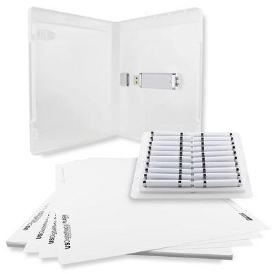 Flash Pac USB Flash Drive Case Super Clear, Printable Cover Insert, & Compatible White 8GB USB - 25 Pack