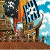 AOFOTO 12x10ft Cartoon Pirate Themed Backdrop for Photography Wooden Rudder Stakes Wood Floor Pirate Flag Ladder Ship Photography Background Halloween Boy Birthday Party Baby Shower Photo Booth Prop view 1