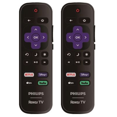 2 Pack - OEM Replacement Remote Control for All Philips Roku Smart TVsOnly Works with Philips Roku TV, Not for Roku Stick and Roku Box (Netflix/Disney Plus/Apple TV+ / Hulu)
