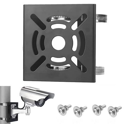 AlfaView Universal Vertical Pole Mount Adapter Bracket for CCTV Security Camera PTZ Dome Vertical Pole Wall Mounting Bracket with Stainless Steel 200mm Loops (1 Pack, Black)