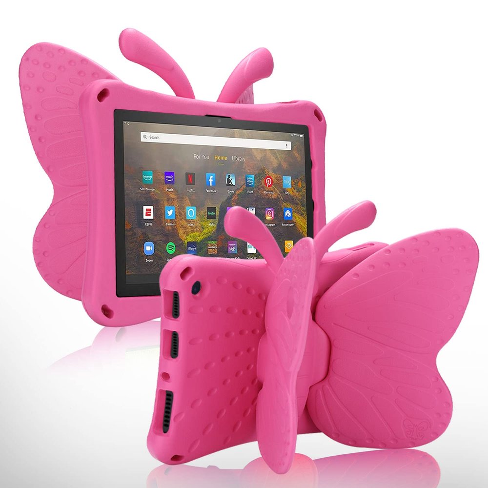 Simicoo Fire Max 11 Tablet 2023 Cute Butterfly Case with Stand for Kids Girl Light Weight EVA Rugged Shockproof Full Cover Kids Friendly Kids case for Fire Max 11(Rose)