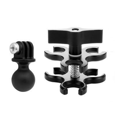 NovelGoal Aluminum Ball Clamp Mount for Underwater Diving Light Arms 3-Hole and Ball Head Adapter for Hero Camera (with Ball Adapter 4)