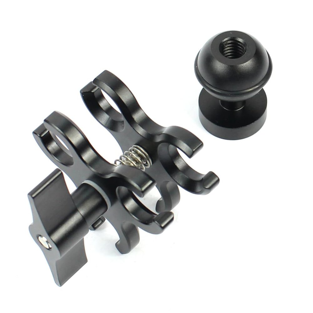 NovelGoal Aluminum Ball Clamp Mount for Underwater Diving Light Arms 3-Hole and Ball Head Adapter for Hero Camera (with Ball Adapter 1)