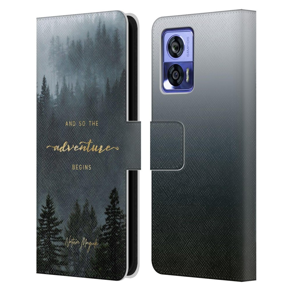 Head Case Designs Officially Licensed Nature Magick Trees So The Adventure Begins Quote Leather Book Wallet Case Cover Compatible with Motorola Edge 30 Neo 5G