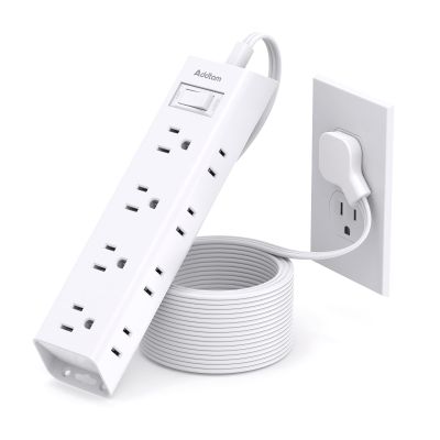 15FT Extension Cord - Surge Protector Power Strip, Addtam 12 Widely Multiple Outlets 3 Sides Outlet Extender, 900J, Wall Mount, Extra Long Flat Power Strip for Home Office College Dorm Room Essentials