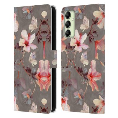 Head Case Designs Officially Licensed Micklyn Le Feuvre Coral Hibiscus Florals Leather Wallet Case Compatible with Samsung Galaxy A14 5G