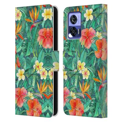 Head Case Designs Officially Licensed Micklyn Le Feuvre Classic Tropical Garden Florals Leather Book Wallet Case Cover Compatible with Motorola Edge 30 Neo 5G