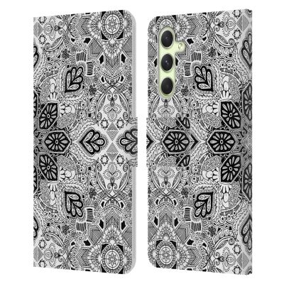 Head Case Designs Officially Licensed Micklyn Le Feuvre Lace in Monochrome Mandala Leather Wallet Case Compatible with Samsung Galaxy A54 5G