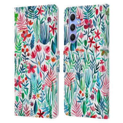 Head Case Designs Officially Licensed Micklyn Le Feuvre Tropical Ink White Watercolour Garden Leather Wallet Case Compatible with Samsung Galaxy A34 5G