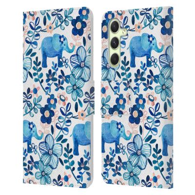 Head Case Designs Officially Licensed Micklyn Le Feuvre Watercolour Floral Elephant Patterns 2 Leather Wallet Case Compatible with Samsung Galaxy A54 5G