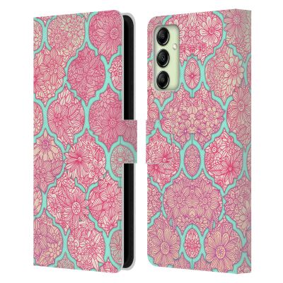 Head Case Designs Officially Licensed Micklyn Le Feuvre Pink and Teal Moroccan Leather Wallet Case Compatible with Samsung Galaxy A14 5G