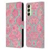 Head Case Designs Officially Licensed Micklyn Le Feuvre Pink and Teal Moroccan Leather Wallet Case Compatible with Samsung Galaxy A14 5G view 1