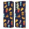 Head Case Designs Officially Licensed Micklyn Le Feuvre Fast Food On Navy Patterns 2 Leather Wallet Case Compatible with Samsung Galaxy A14 5G view 1