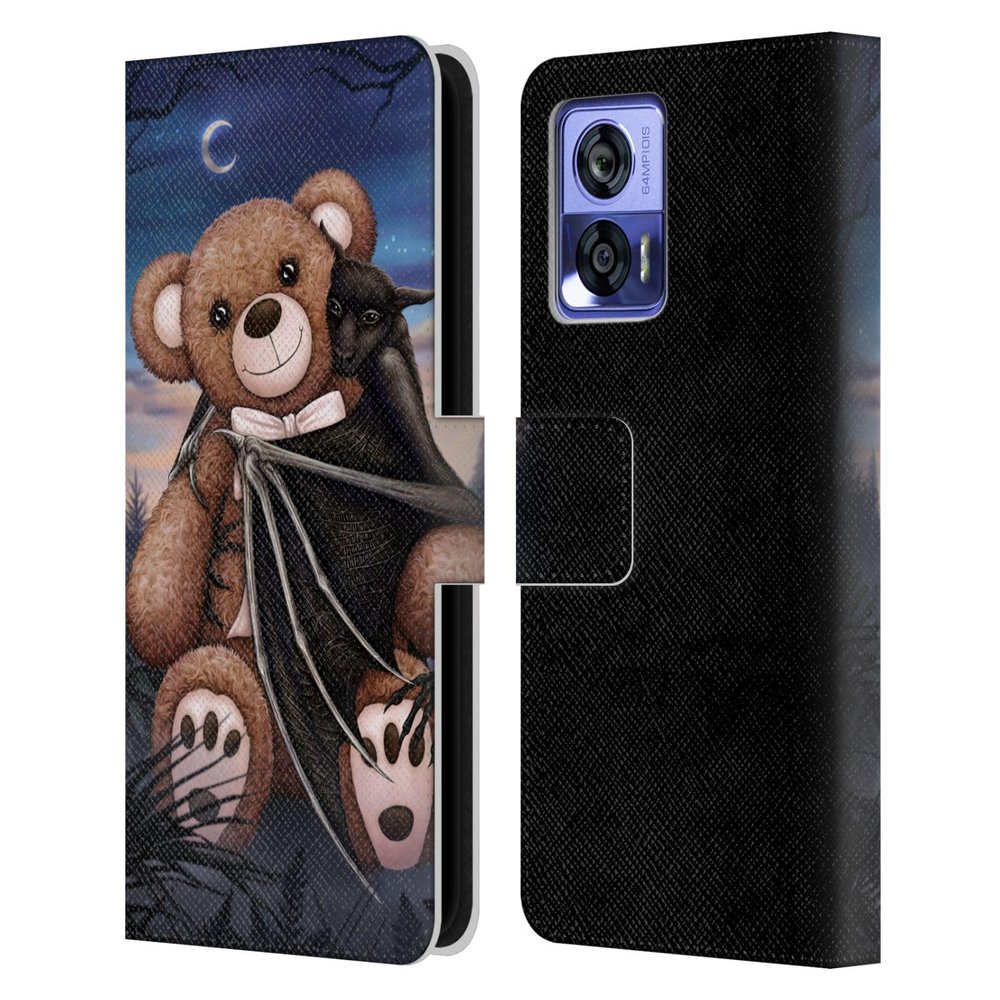 Head Case Designs Officially Licensed Sarah Richter Bat Cuddling A Toy Bear Animals Leather Book Wallet Case Cover Compatible with Motorola Edge 30 Neo 5G