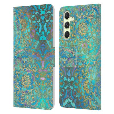 Head Case Designs Officially Licensed Micklyn Le Feuvre Sapphire and Jade Mandala Leather Wallet Case Compatible with Samsung Galaxy A54 5G