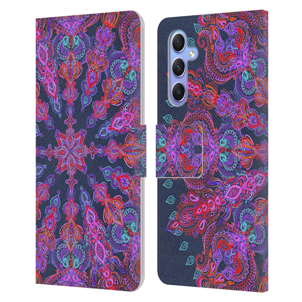 Head Case Designs Officially Licensed Micklyn Le Feuvre Bohemian Mandala 3 Leather Wallet Case Compatible with Samsung Galaxy A34 5G