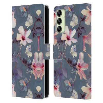 Head Case Designs Officially Licensed Micklyn Le Feuvre Butterflies and Hibiscus Florals Leather Wallet Case Compatible with Samsung Galaxy A14 5G