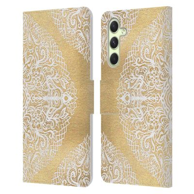 Head Case Designs Officially Licensed Micklyn Le Feuvre White Gouache Floral Patterns Leather Wallet Case Compatible with Samsung Galaxy A54 5G