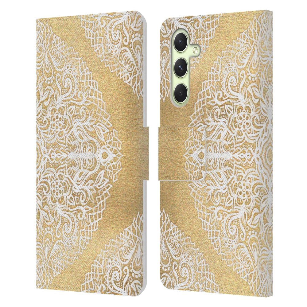 Head Case Designs Officially Licensed Micklyn Le Feuvre White Gouache Floral Patterns Leather Wallet Case Compatible with Samsung Galaxy A54 5G