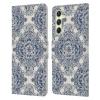 Head Case Designs Officially Licensed Micklyn Le Feuvre Diamond Doodle in Navy Blue and Cream Floral Patterns Leather Wallet Case Compatible with Samsung Galaxy A54 5G view 1