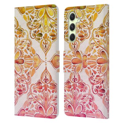 Head Case Designs Officially Licensed Micklyn Le Feuvre Sunset Art Nouveau Mandala Leather Wallet Case Compatible with Samsung Galaxy A54 5G