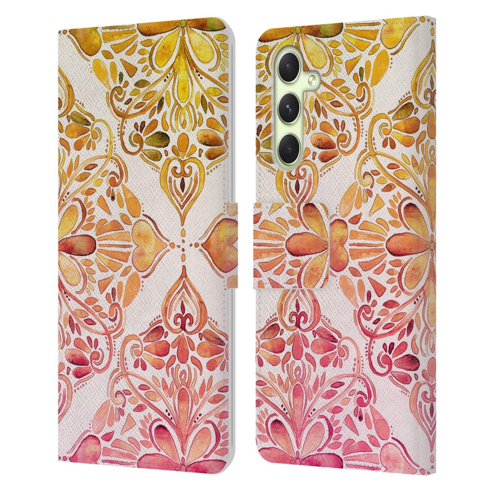 Head Case Designs Officially Licensed Micklyn Le Feuvre Sunset Art Nouveau Mandala Leather Wallet Case Compatible with Samsung Galaxy A54 5G