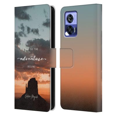 Head Case Designs Officially Licensed Nature Magick Desert So The Adventure Begins Quote Leather Book Wallet Case Cover Compatible with Motorola Edge 30 Neo 5G