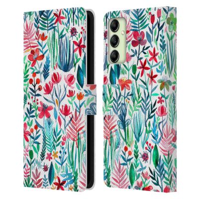 Head Case Designs Officially Licensed Micklyn Le Feuvre Tropical Ink White Watercolour Garden Leather Wallet Case Compatible with Samsung Galaxy A14 5G
