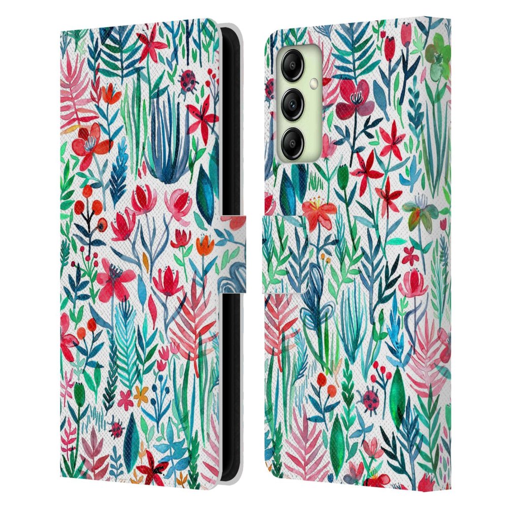 Head Case Designs Officially Licensed Micklyn Le Feuvre Tropical Ink White Watercolour Garden Leather Wallet Case Compatible with Samsung Galaxy A14 5G