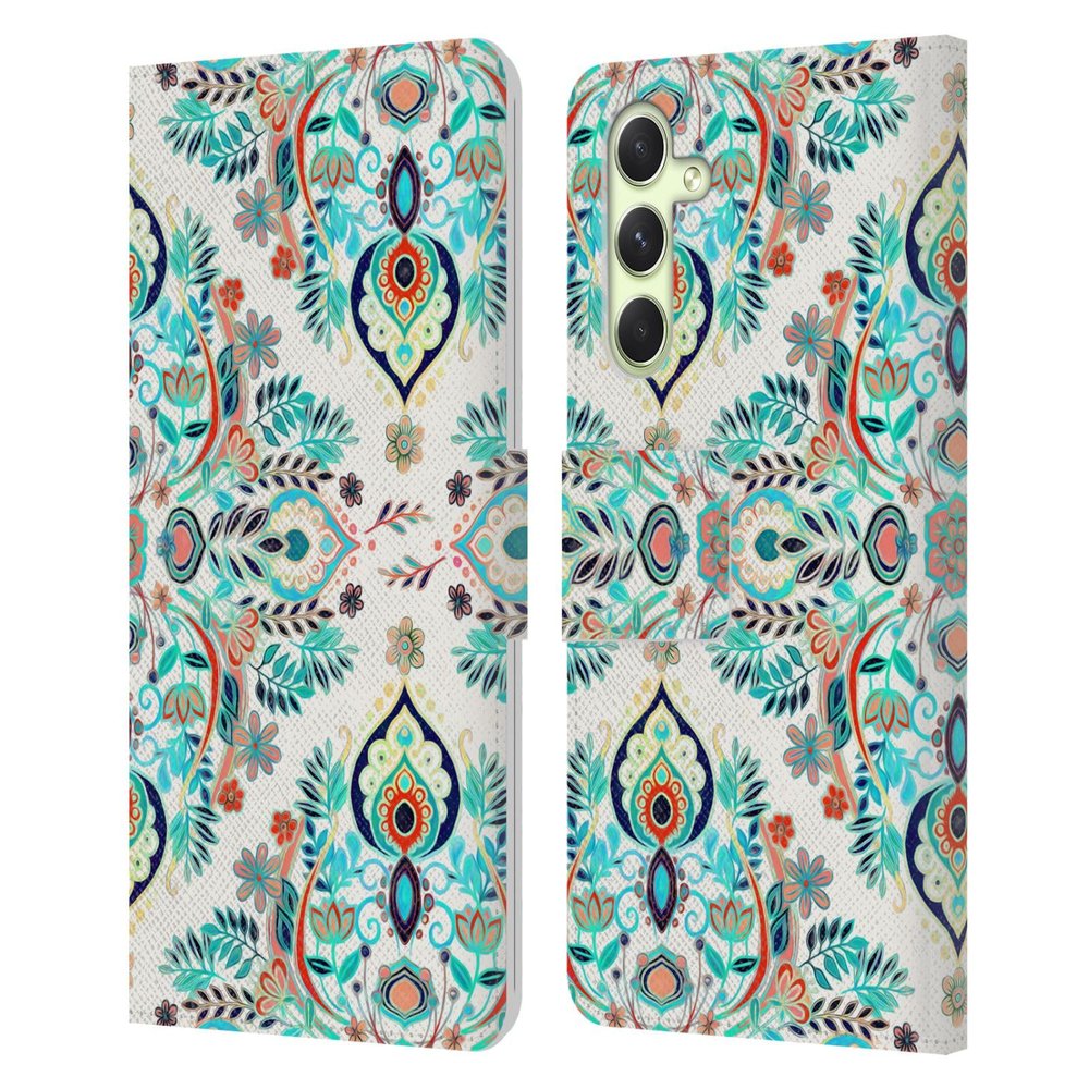 Head Case Designs Officially Licensed Micklyn Le Feuvre Modern Folk in Jewel Mandala Leather Wallet Case Compatible with Samsung Galaxy A54 5G